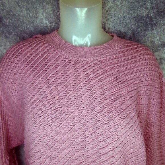 Vera Wang Warm Sweater, Dolman Sleeves, Fun Details, Dusty Pink Mauve Pullover - Picture 2 of 10